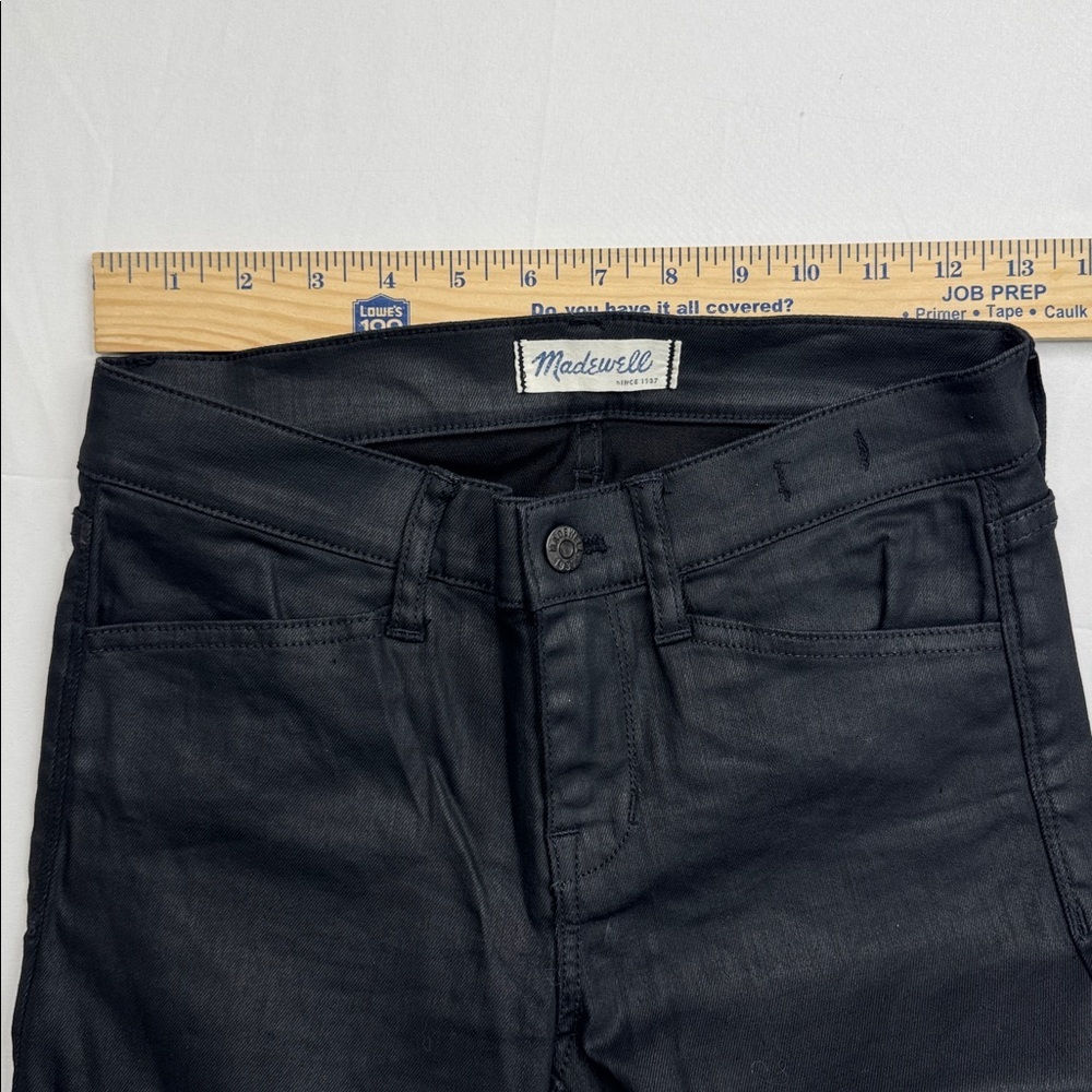 Madewell Black Coated Skinny Skinny Moto Jeans size 26 zipper ankle stretchy - Picture 8 of 11